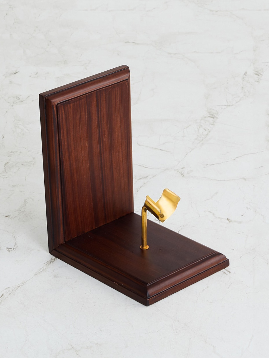 

Home Centre Brown & Gold-Toned Solid Wooden Bookend Showpiece