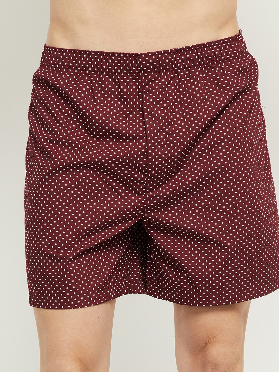 

max Men Burgundy & White Printed Pure Cotton Boxers NOOSNAOPBXBG3