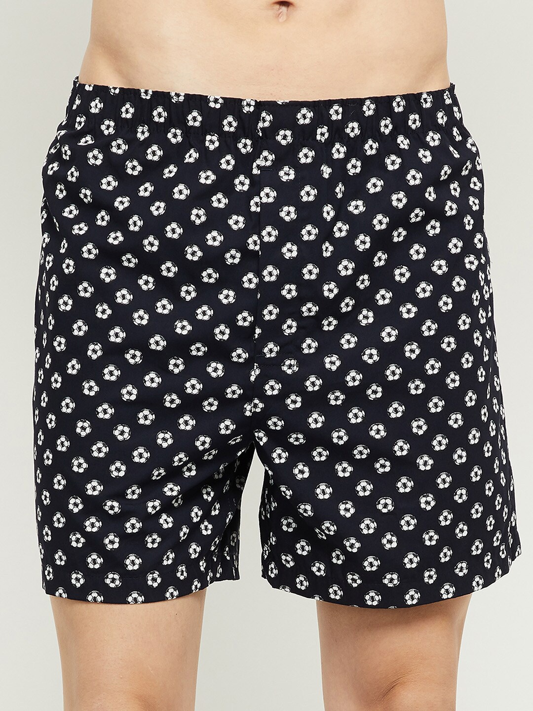 

max Men Navy Blue & White Printed Pure Cotton Boxers NOOSNAOPBXBL6