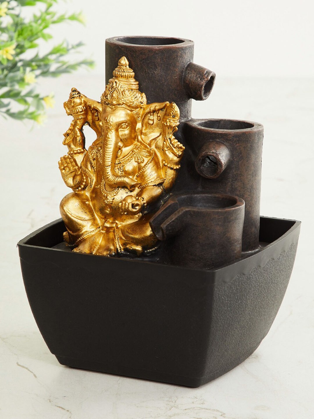 

Home Centre Black & Gold-Toned Polyresin Ganesha Water Fountain