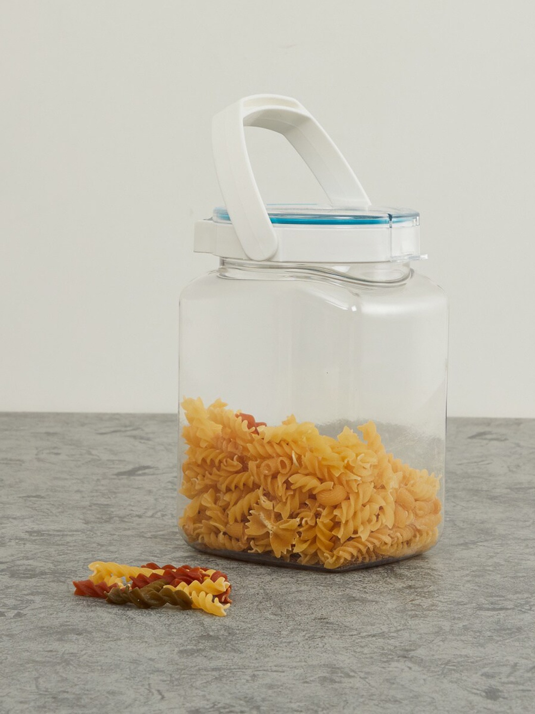 

Home Centre Transparent & Blue Solid Canister With Handle
