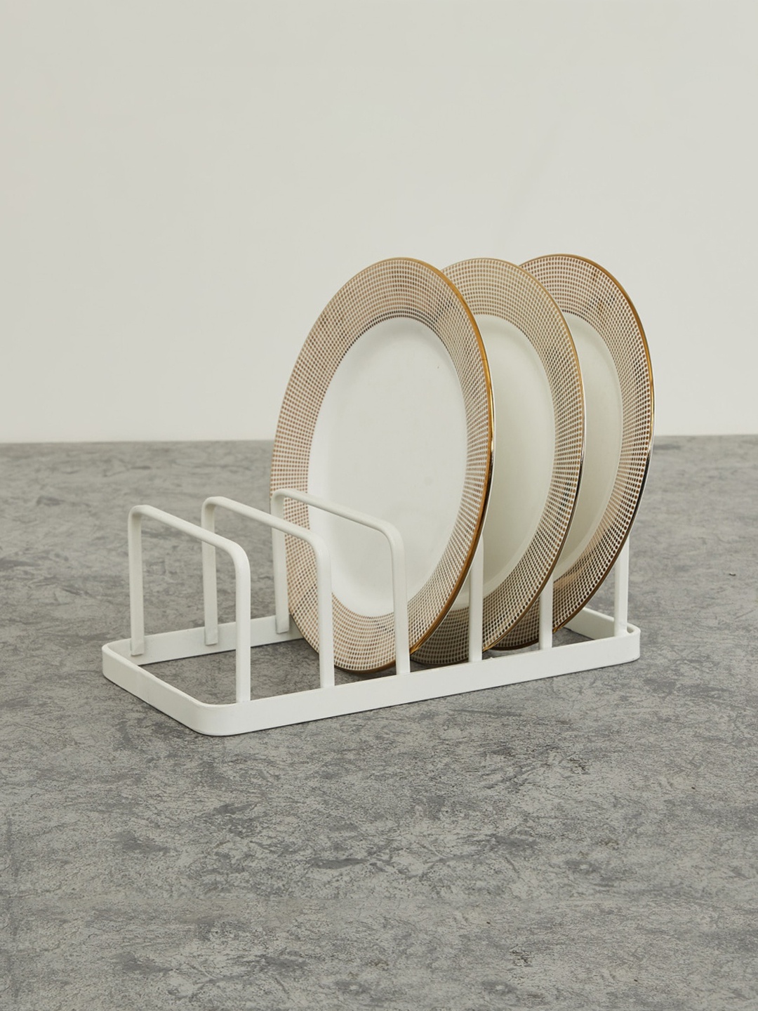 

Home Centre White Metal Solid Plate Holder