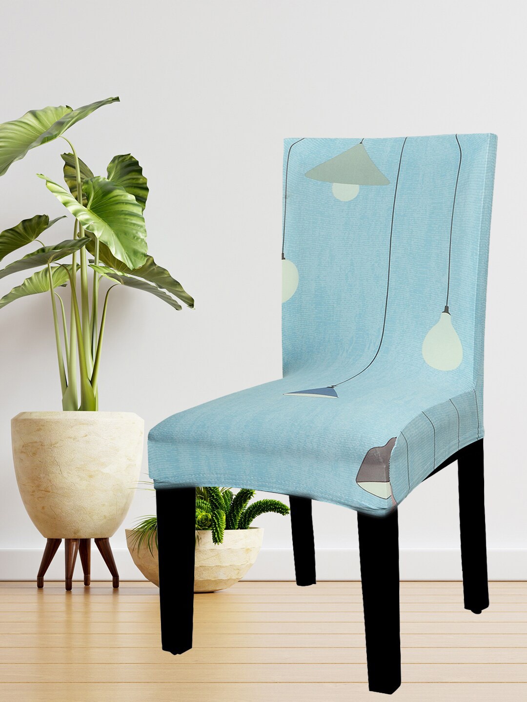 

HOUSE OF QUIRK Set Of 4 Blue Printed Chair Cover