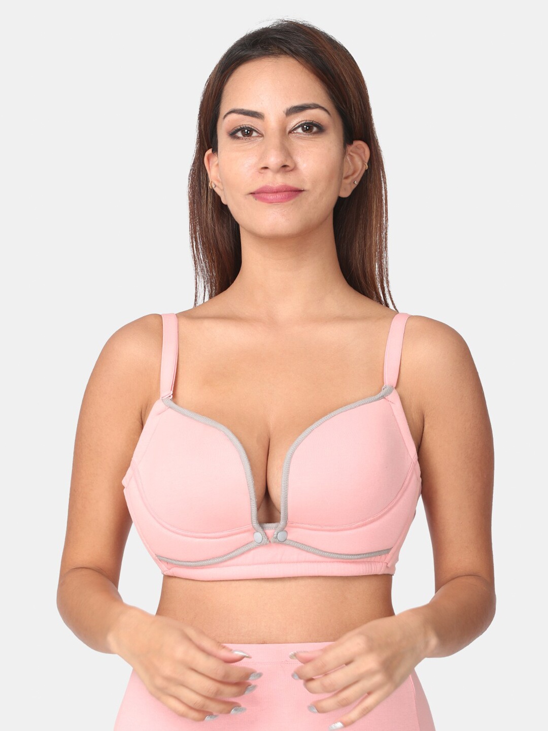 

The Mom Store Pink & Grey Maternity Bra - Underwired Heavily Padded