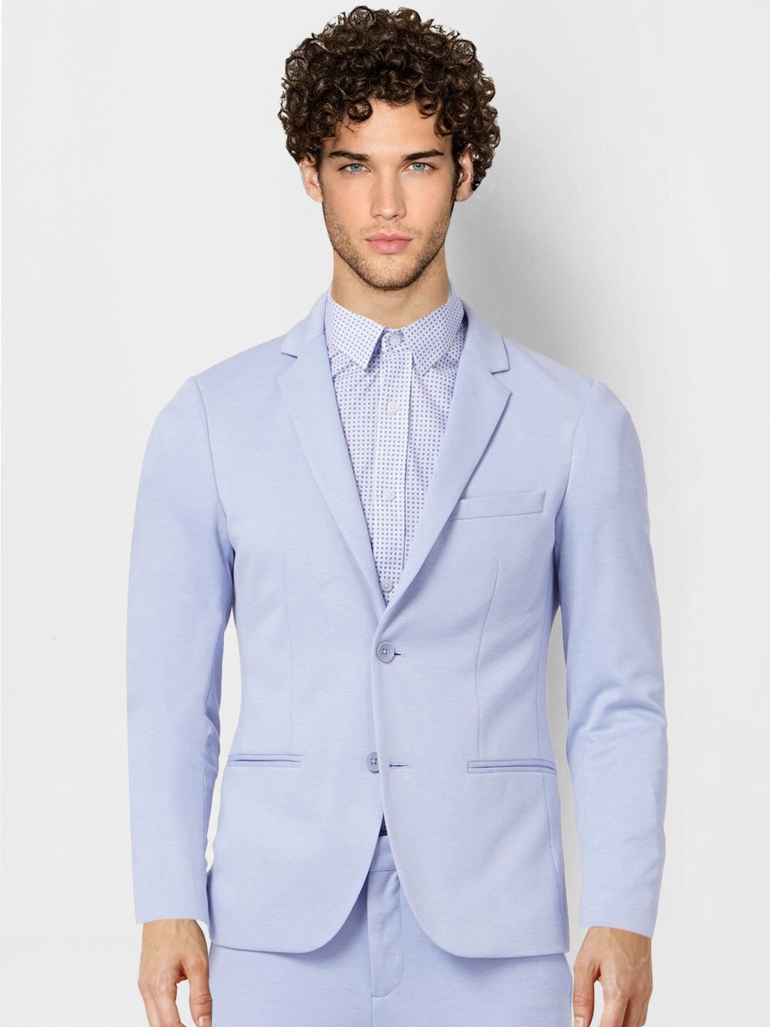 

Jack & Jones Men Blue Solid Single-Breasted Casual Blazer