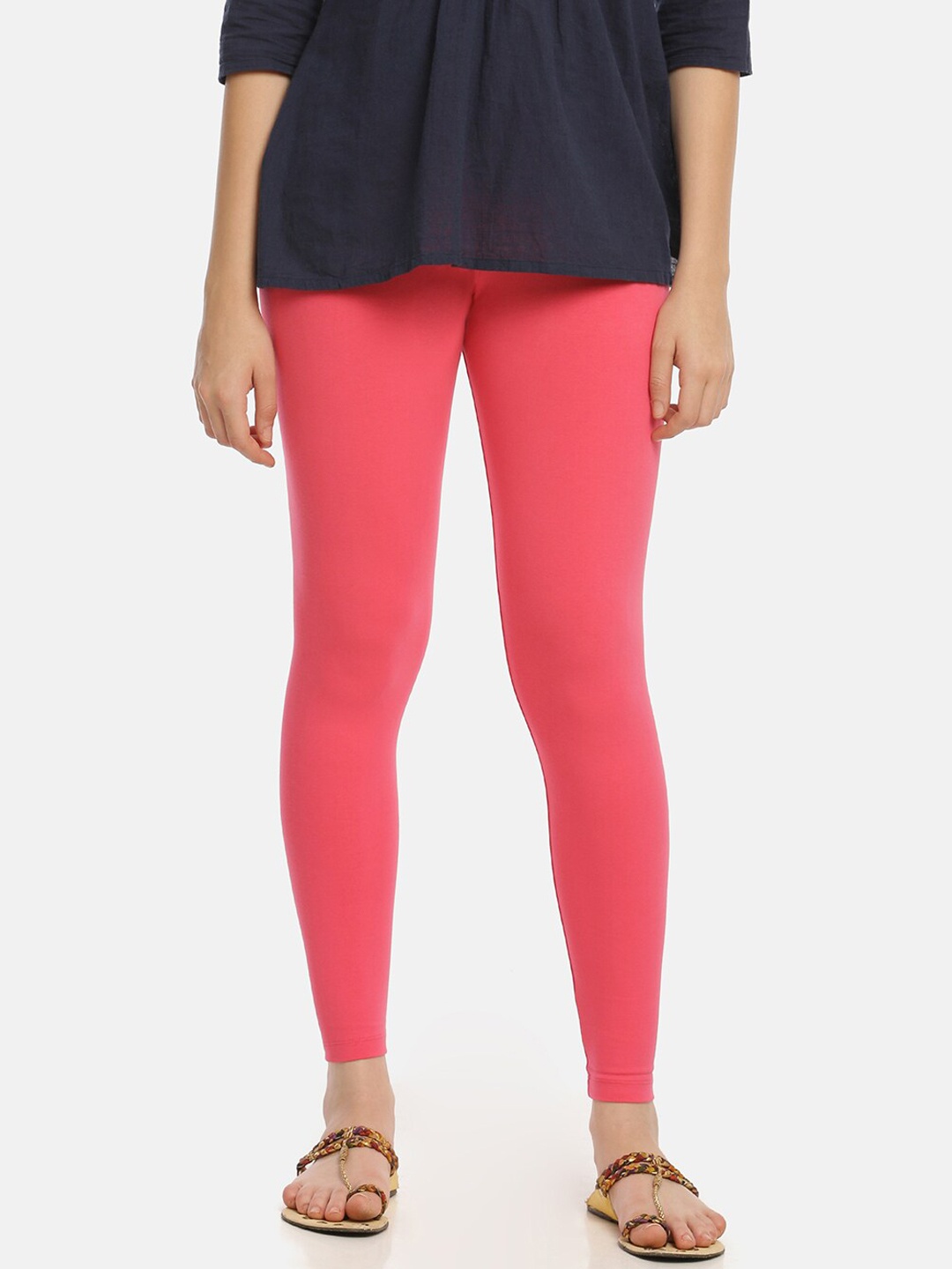 

Zelen Women Pink Solid Ankle-Length Leggings