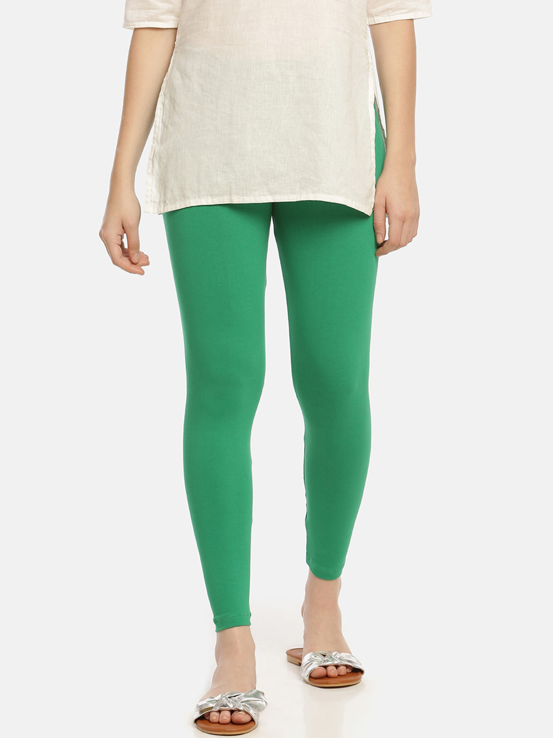 

Zelen Women Green Solid Ankle-Length Leggings