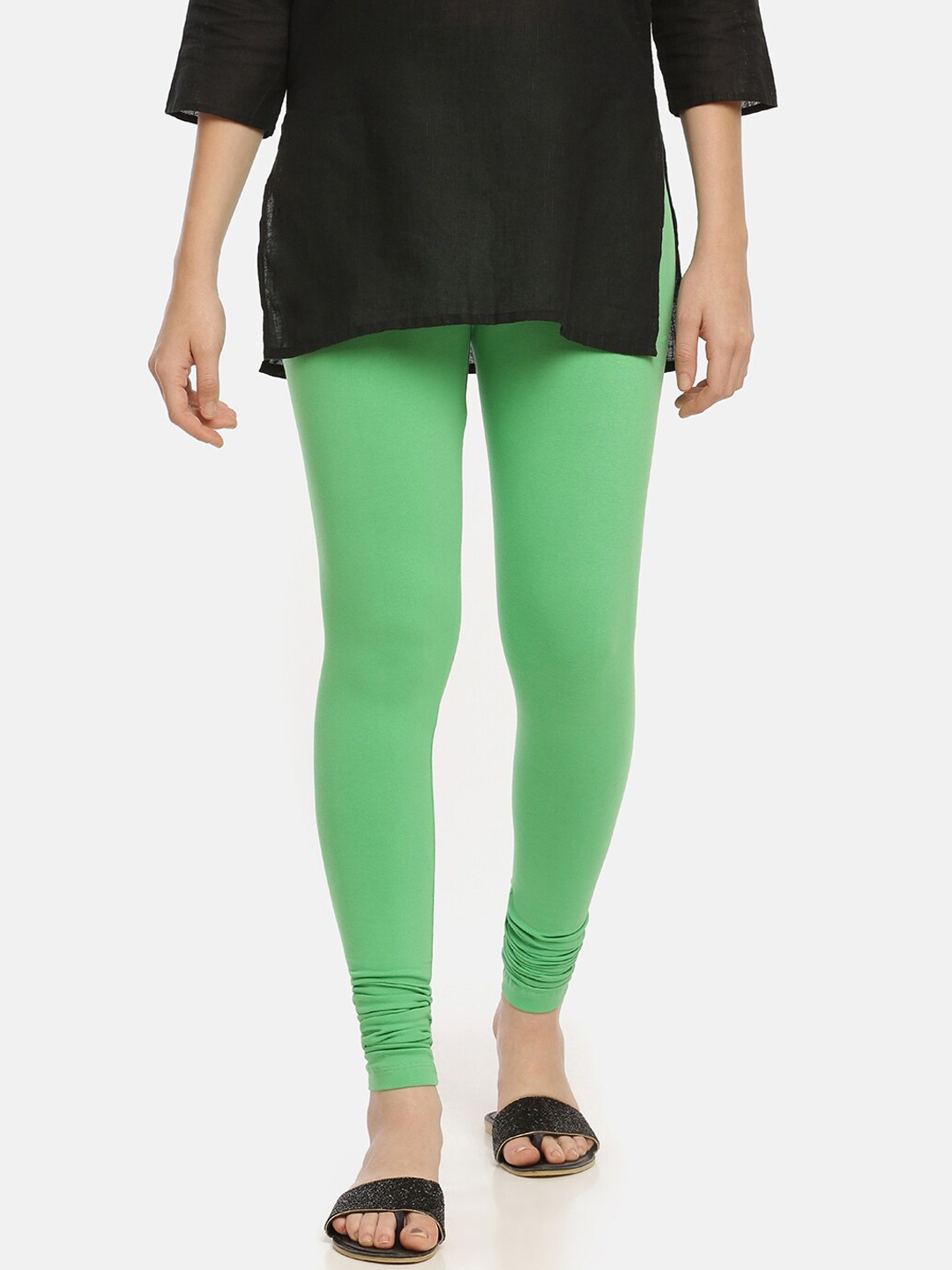 

Zelen Women Green Solid Churidar-Length Leggings