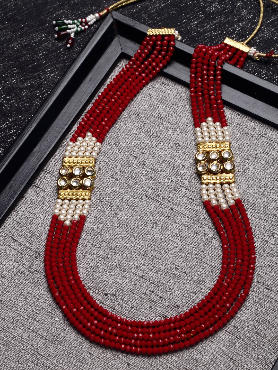 

PANASH Gold-Toned & Red Gold-Plated Layered Necklace