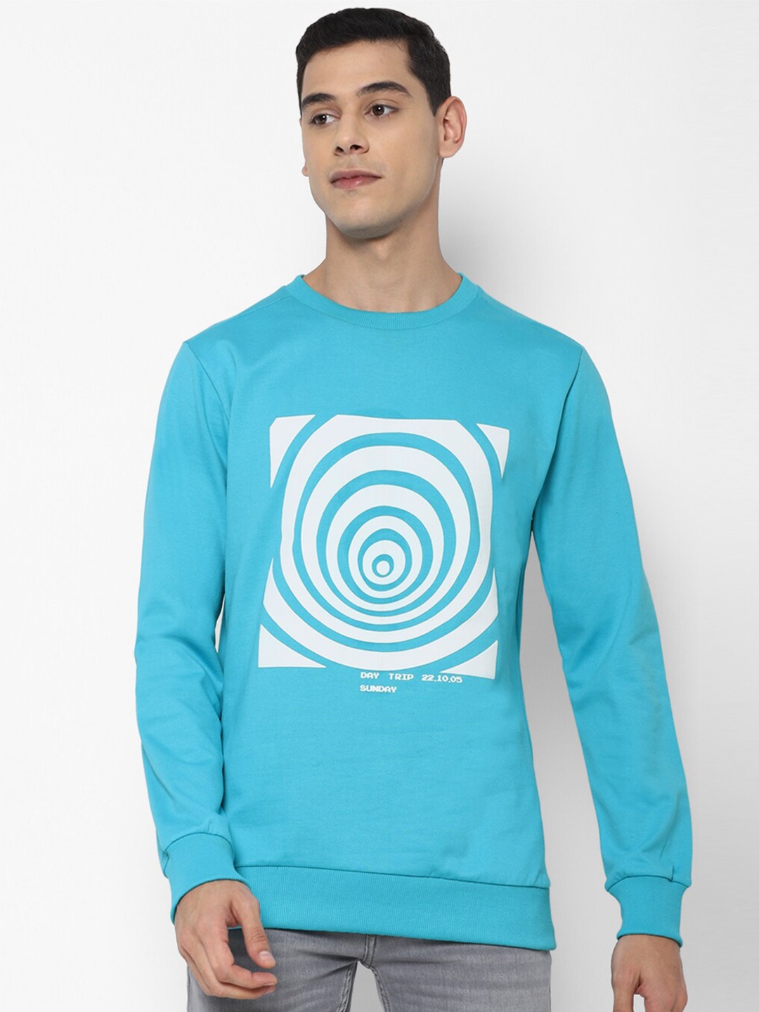 

FOREVER 21 Men Blue Printed Sweatshirt