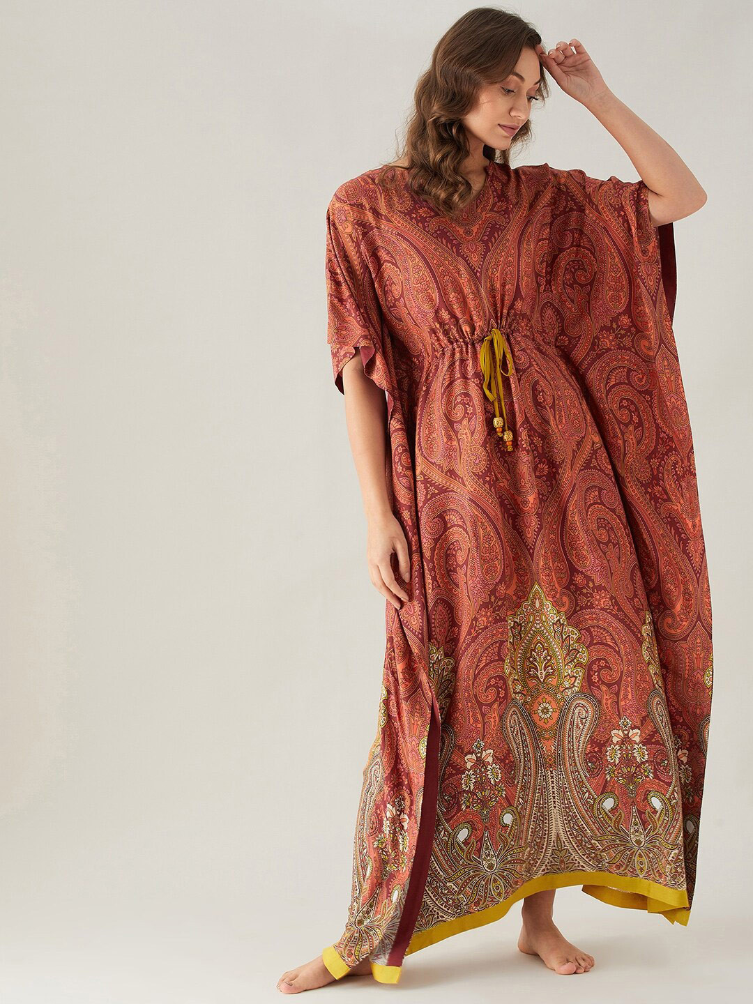 

The Kaftan Company Mauve Printed Maxi Nightdress