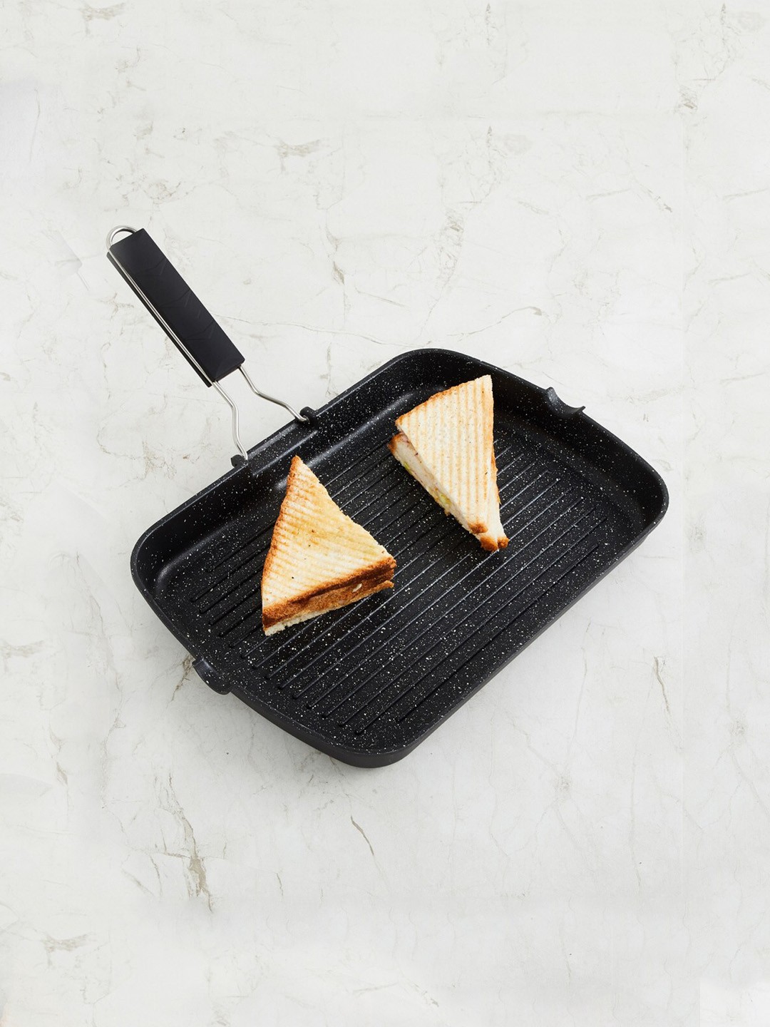 

Home Centre Black Aluminium Grill Pan With Foldable Handle