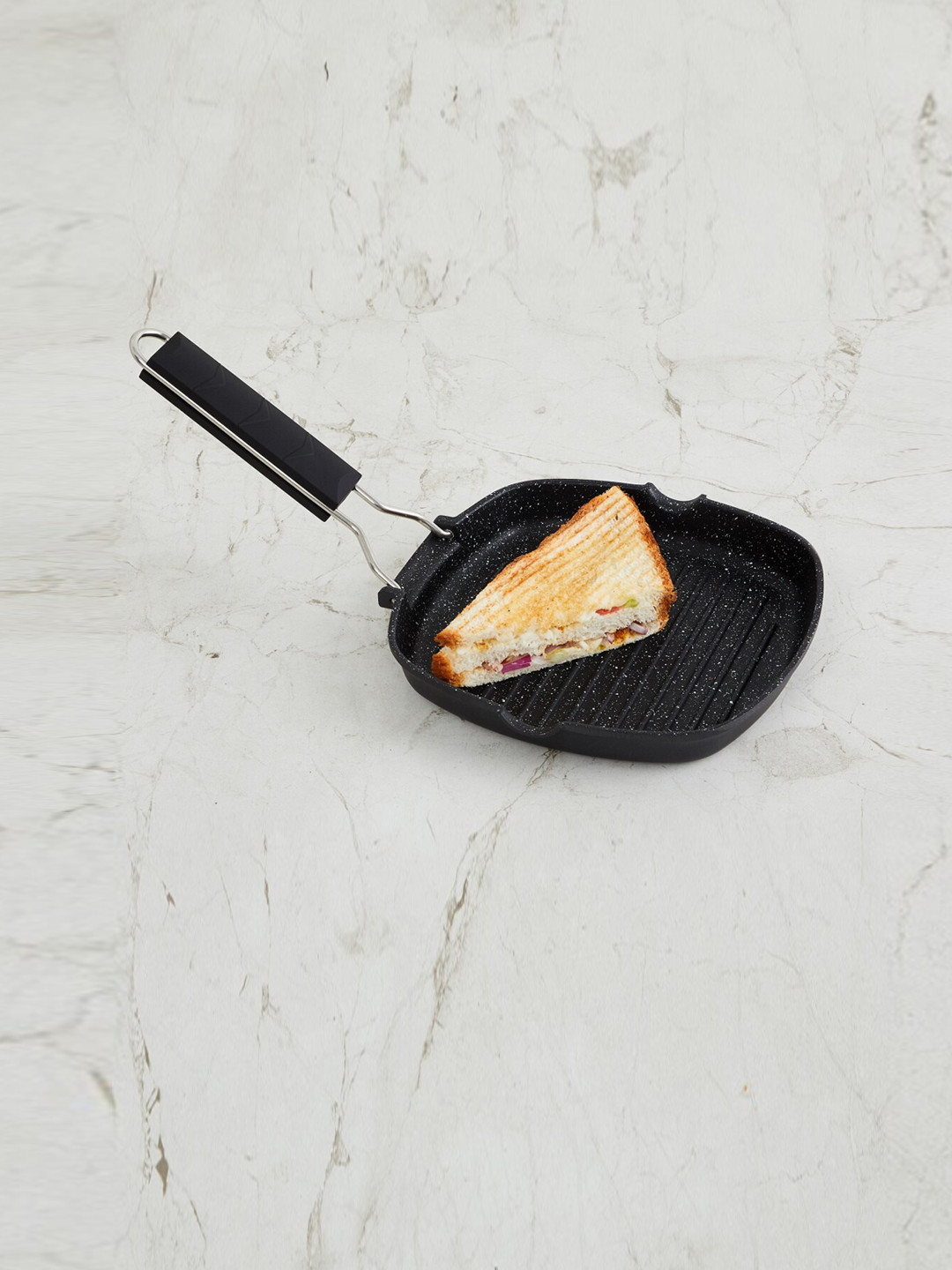 

Home Centre Black Solid Foldable Aluminium Grill Pan With Handle