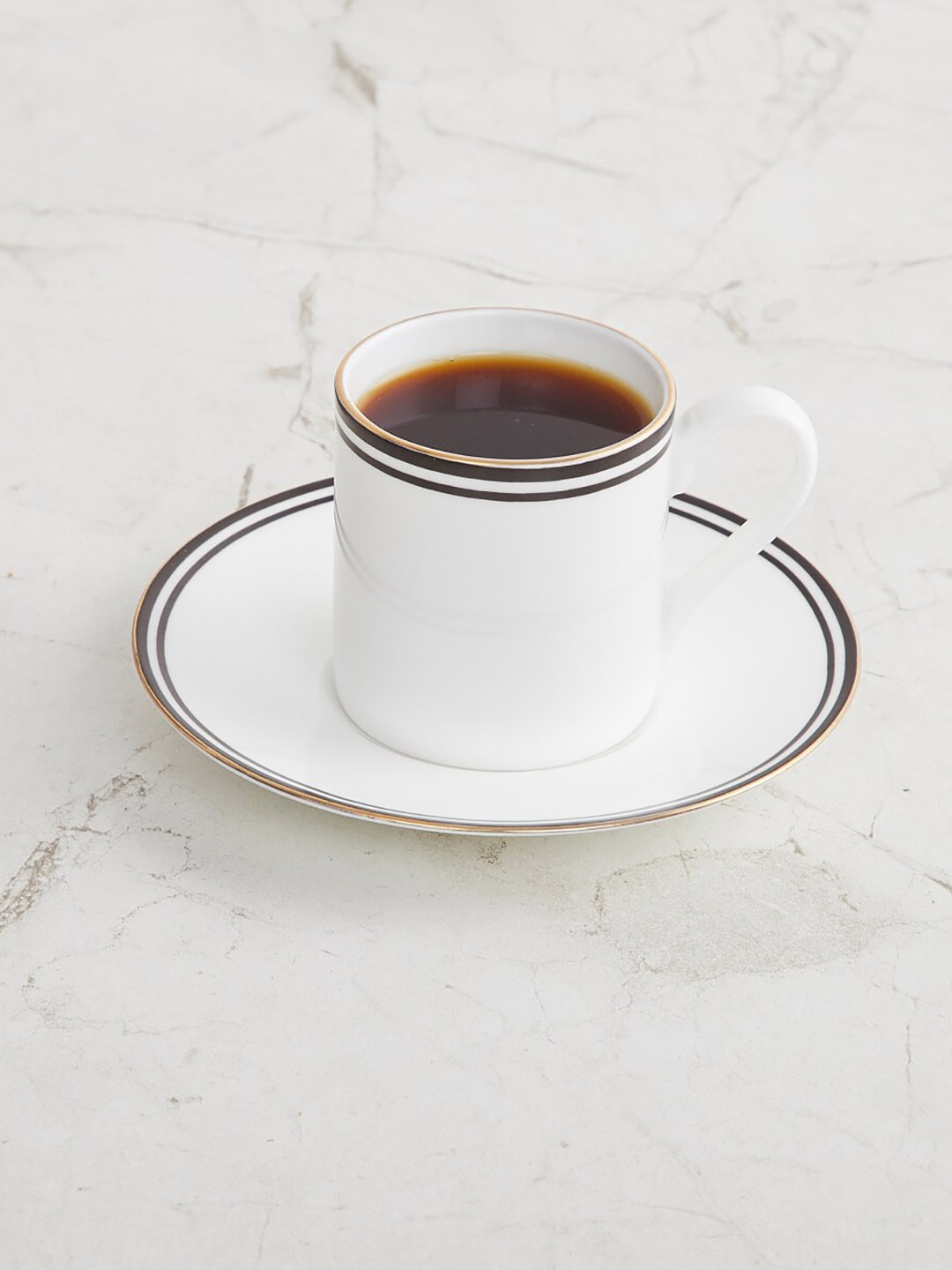 

Home Centre White & black Solid Bone China Espresso Cup and Saucer