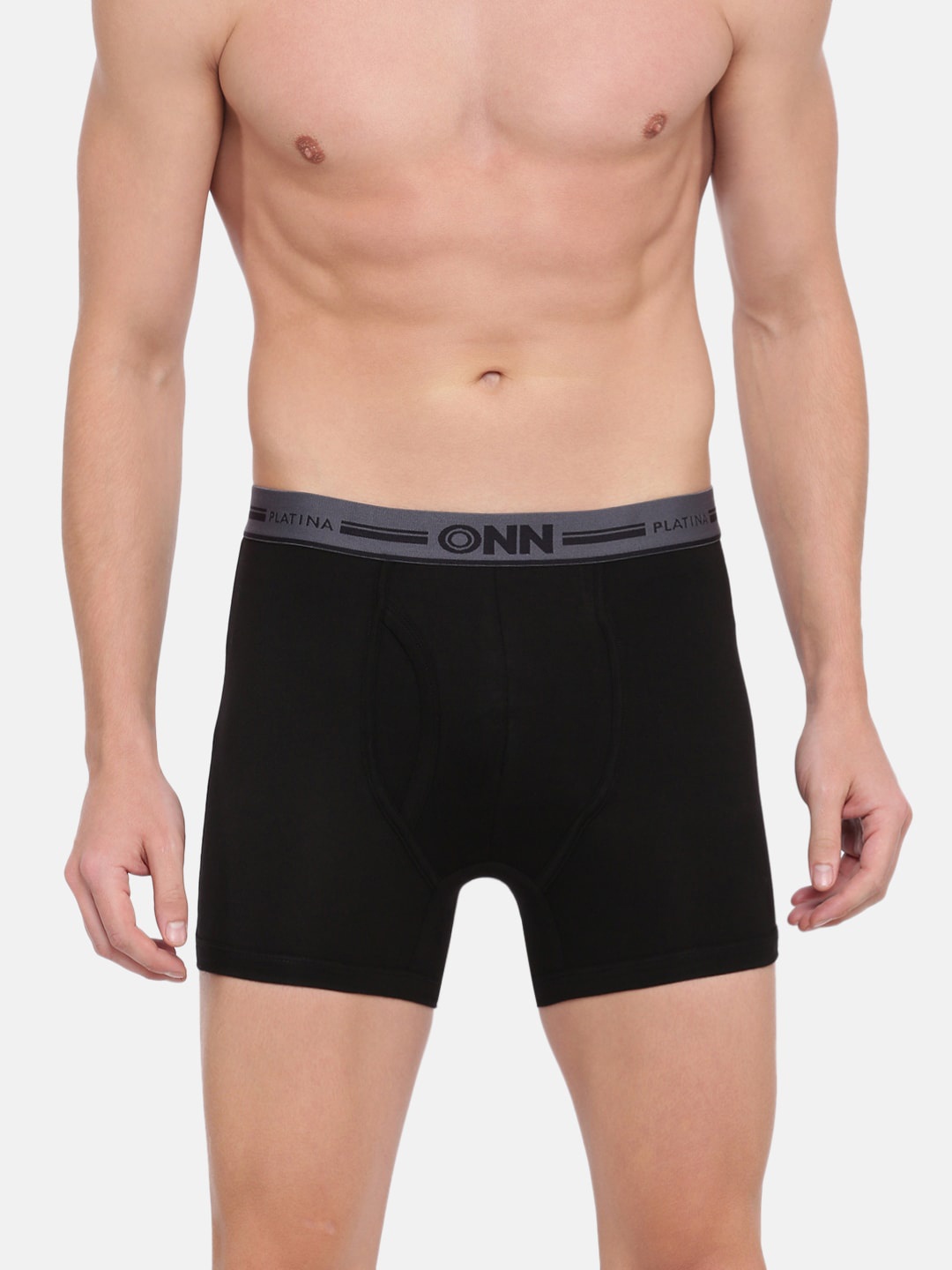 

ONN Men Black Solid Semi Long Trunks