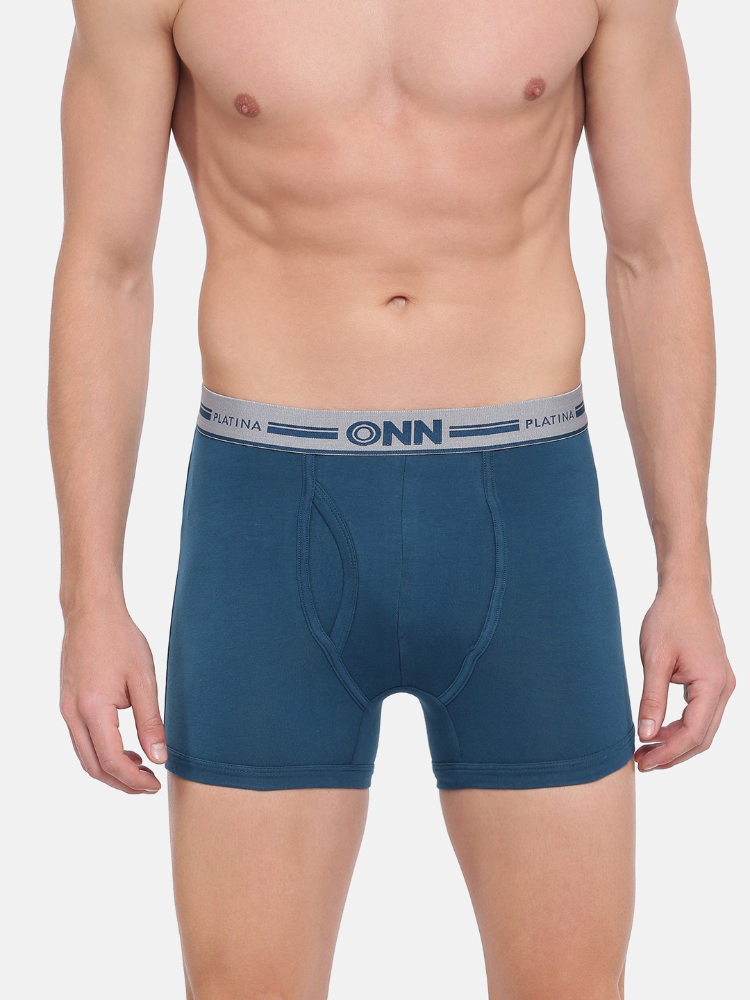 

ONN Men Blue Solid Semi Long Trunks