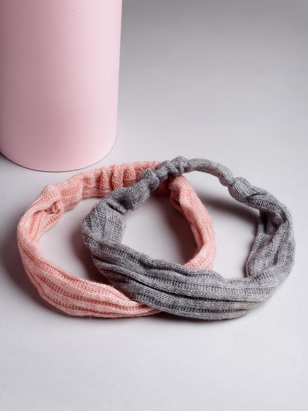 

VOGUE PANASH Women Pink & Grey Set of 2 Hairband