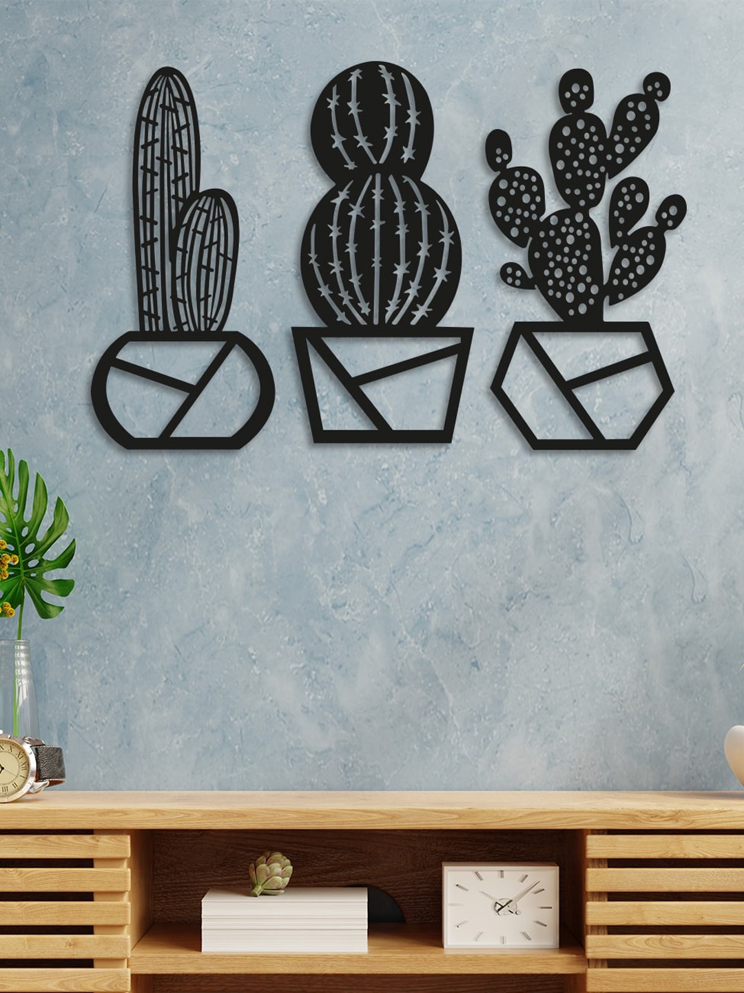 

Art Street Black Cactus Plants Design MDF Wall Decor