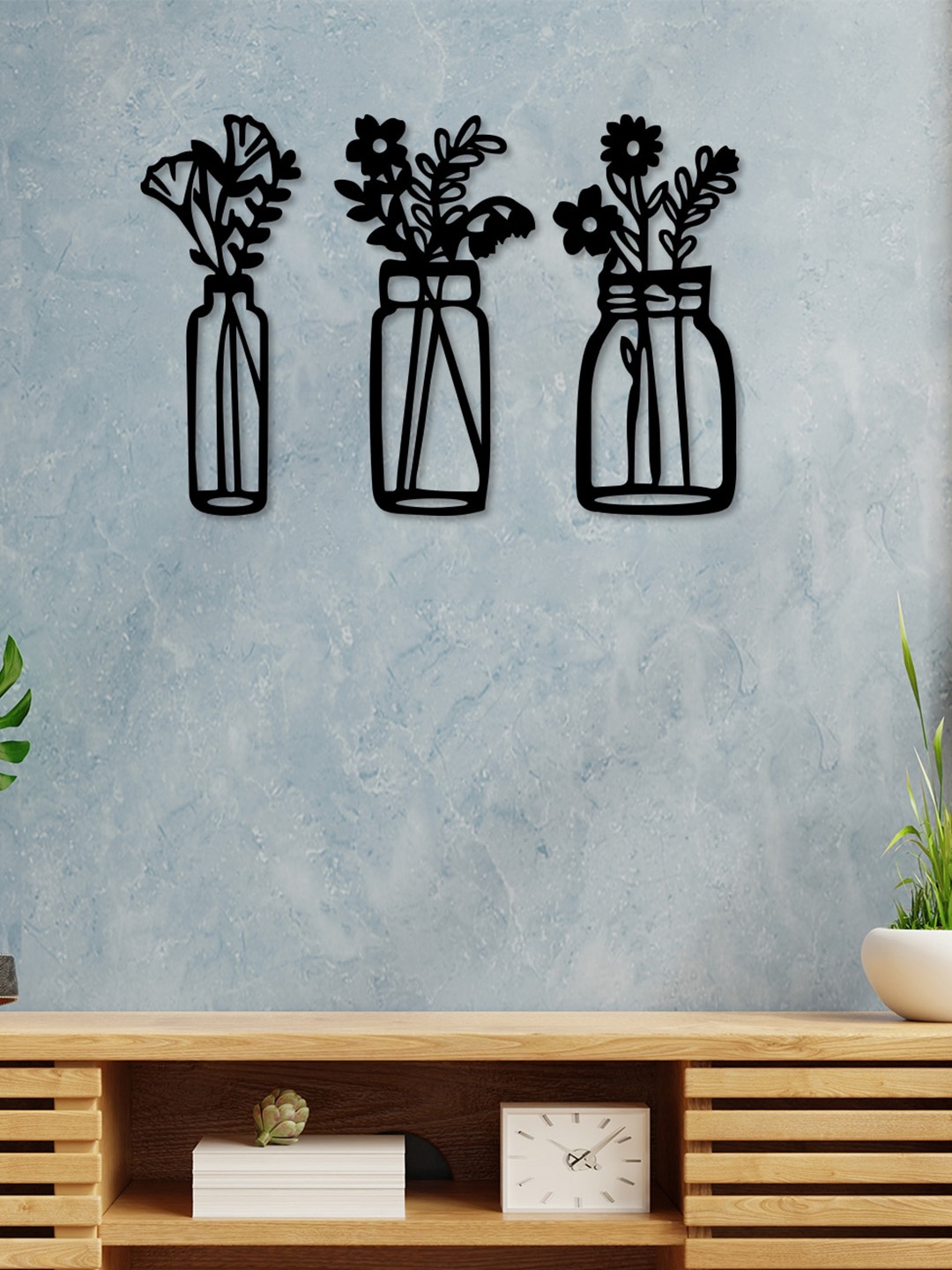 

Art Street Black MDF Mini Plants Design Plaque Wall Decor