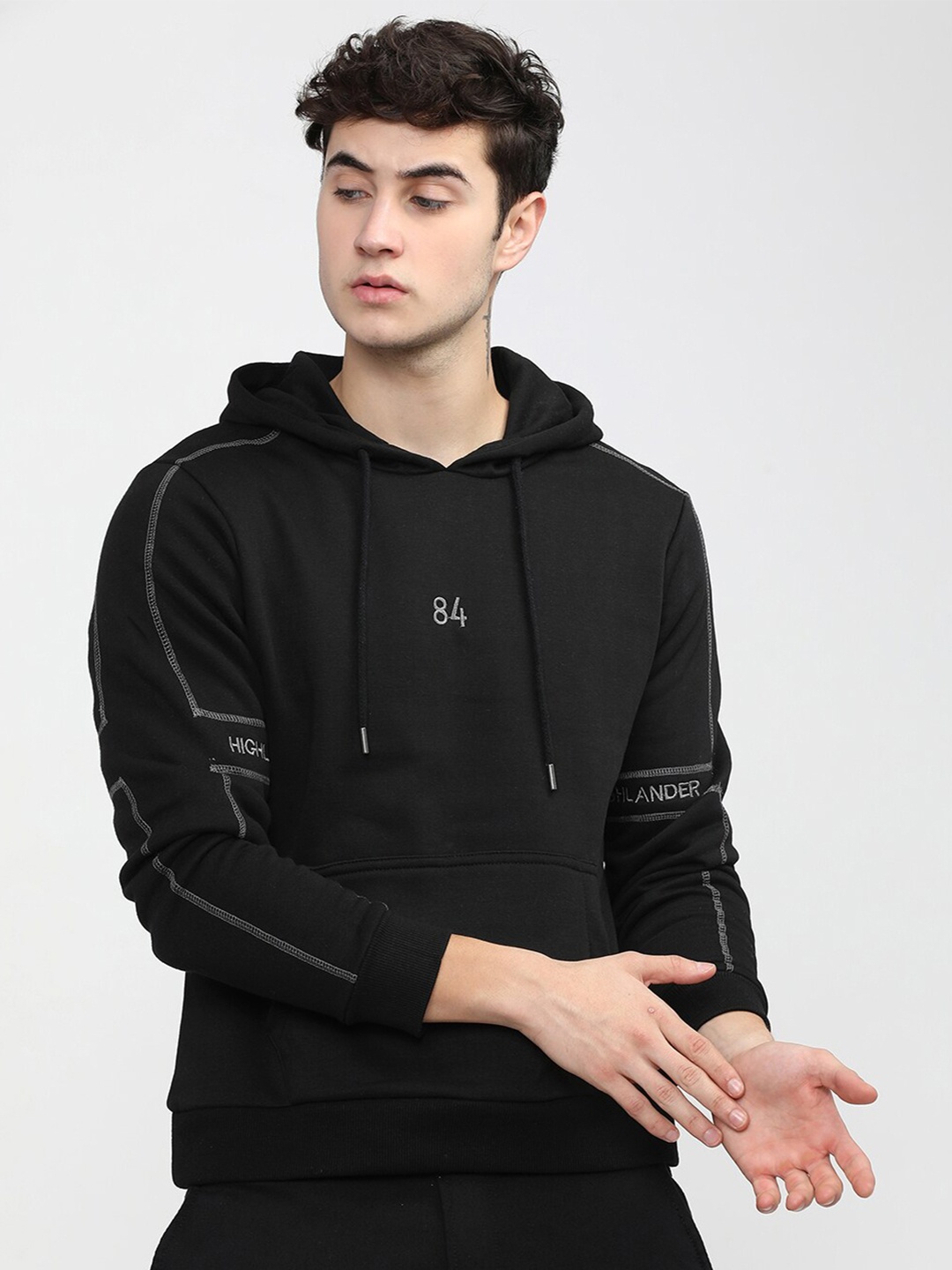 

HIGHLANDER Men Black Hooded Sweatshirt