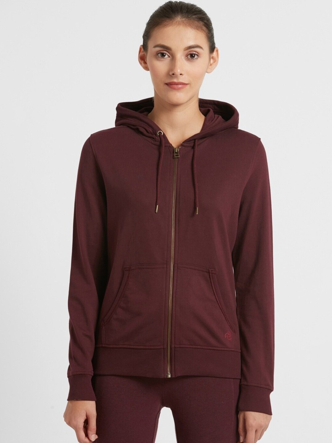 

Jockey Women Maroon Hooded Sporty Jacket