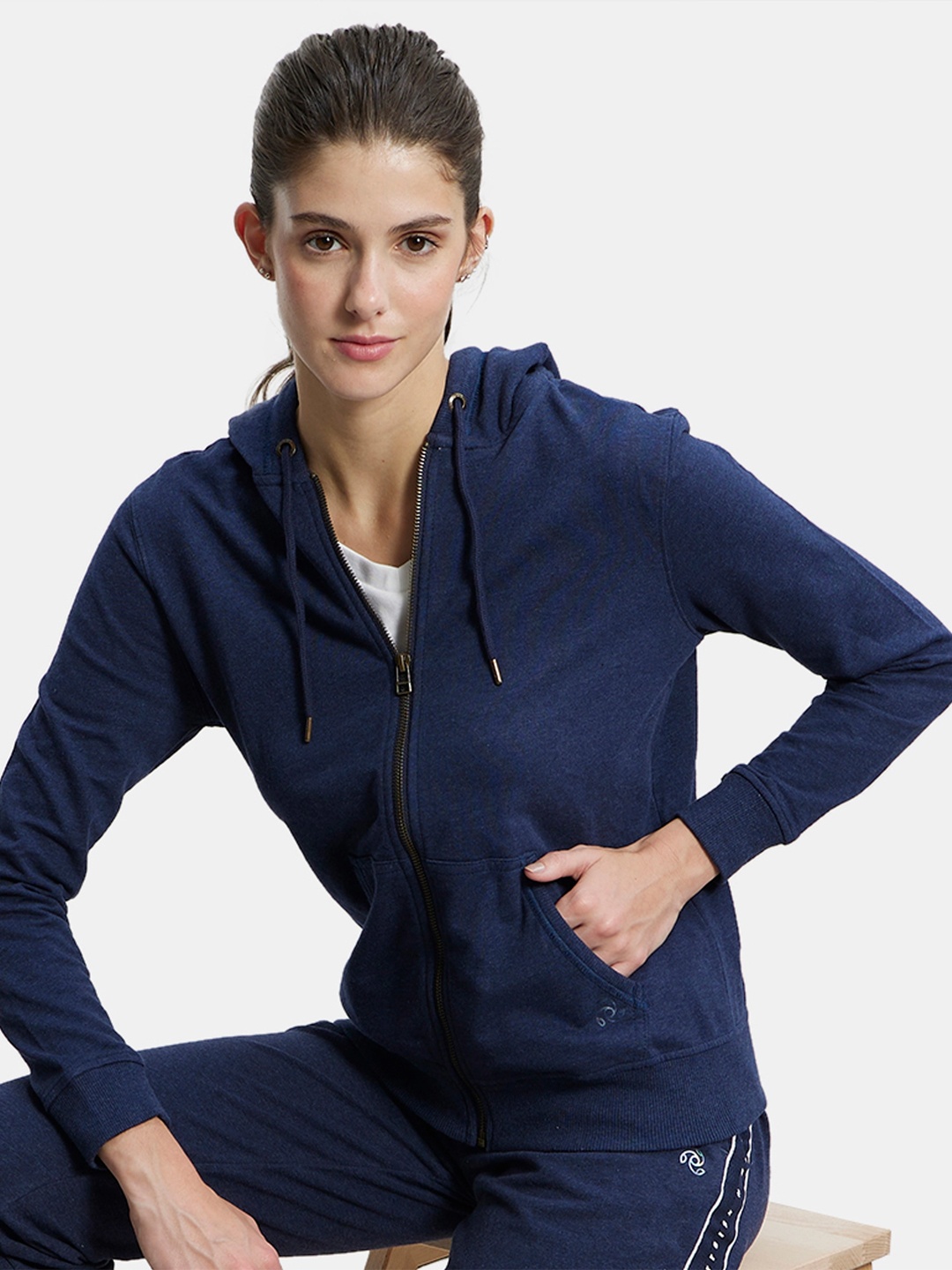 

Jockey Women Navy Blue Hooded Sporty Jacket