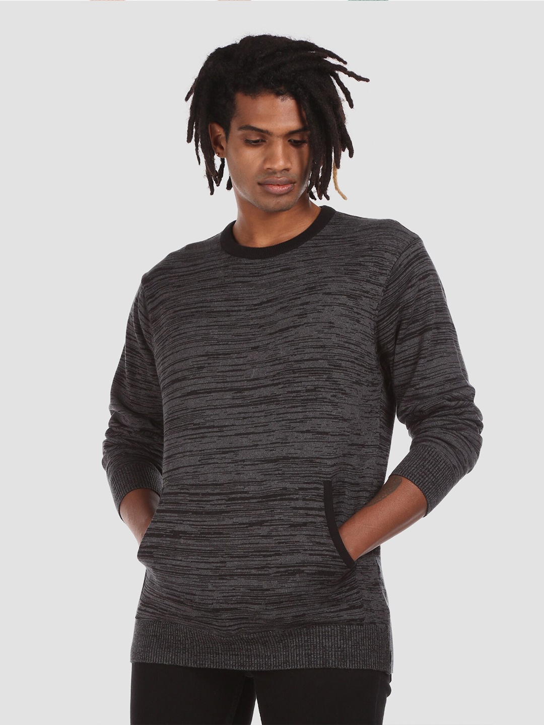 

Ruggers Men Black Printed Acrylic Pullover