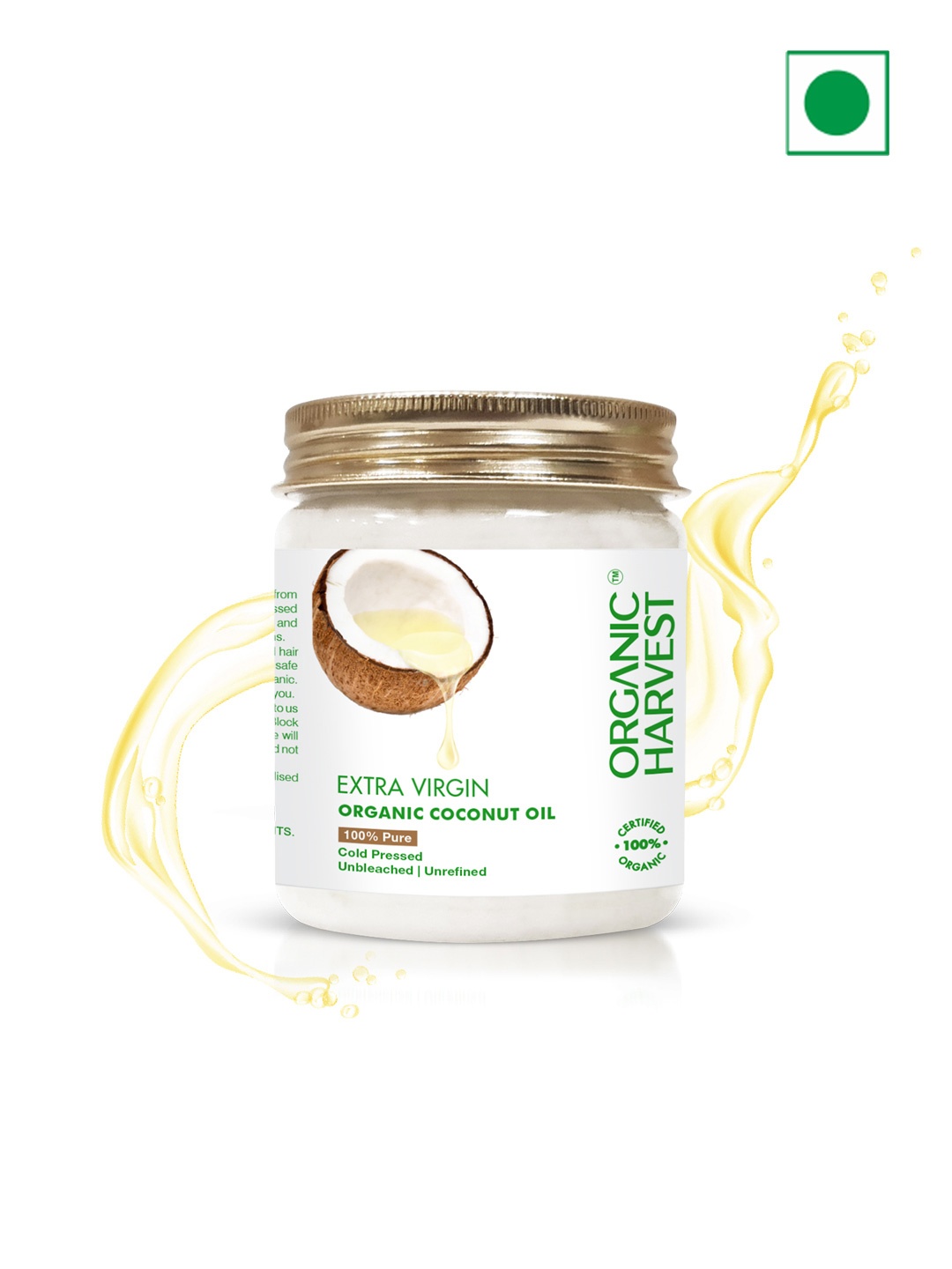 

Organic Harvest Cold Pressed Extra Virgin Organic Coconut Oil 200ml, White