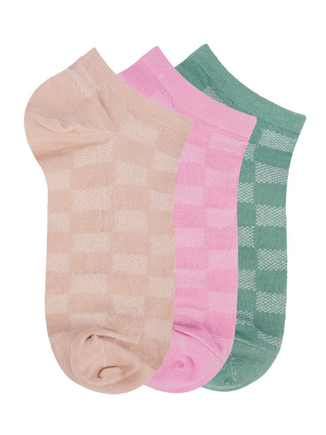 

N2S NEXT2SKIN Pack of 3 Patterned Ankle Length Socks, Pink