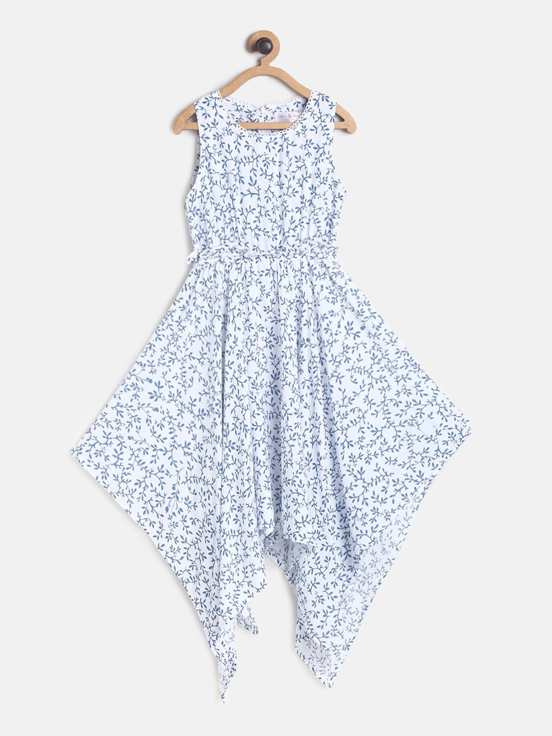 

TALES & STORIES White Floral Printed Dress With Head Band