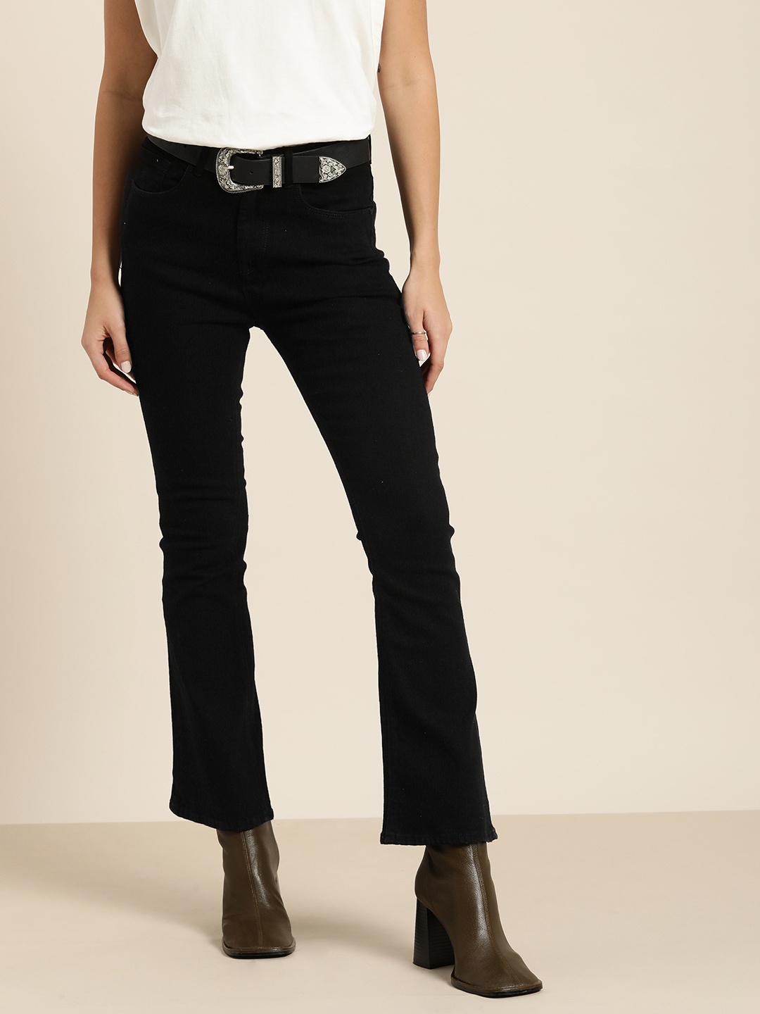 

Moda Rapido Women Black Bootcut High-Rise Stretchable Jeans