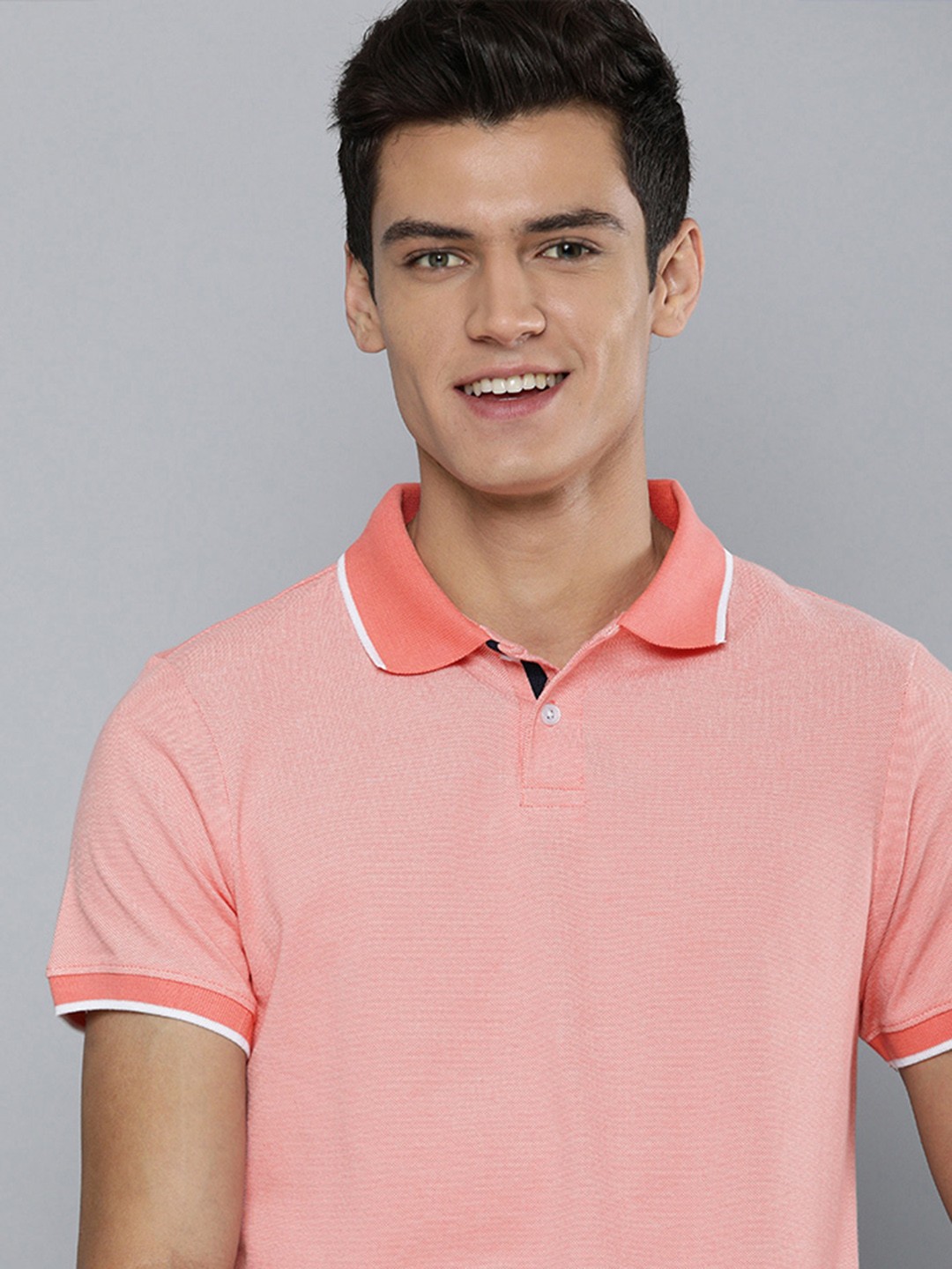 

Mast & Harbour Men Peach-Coloured Polo Collar T-shirt