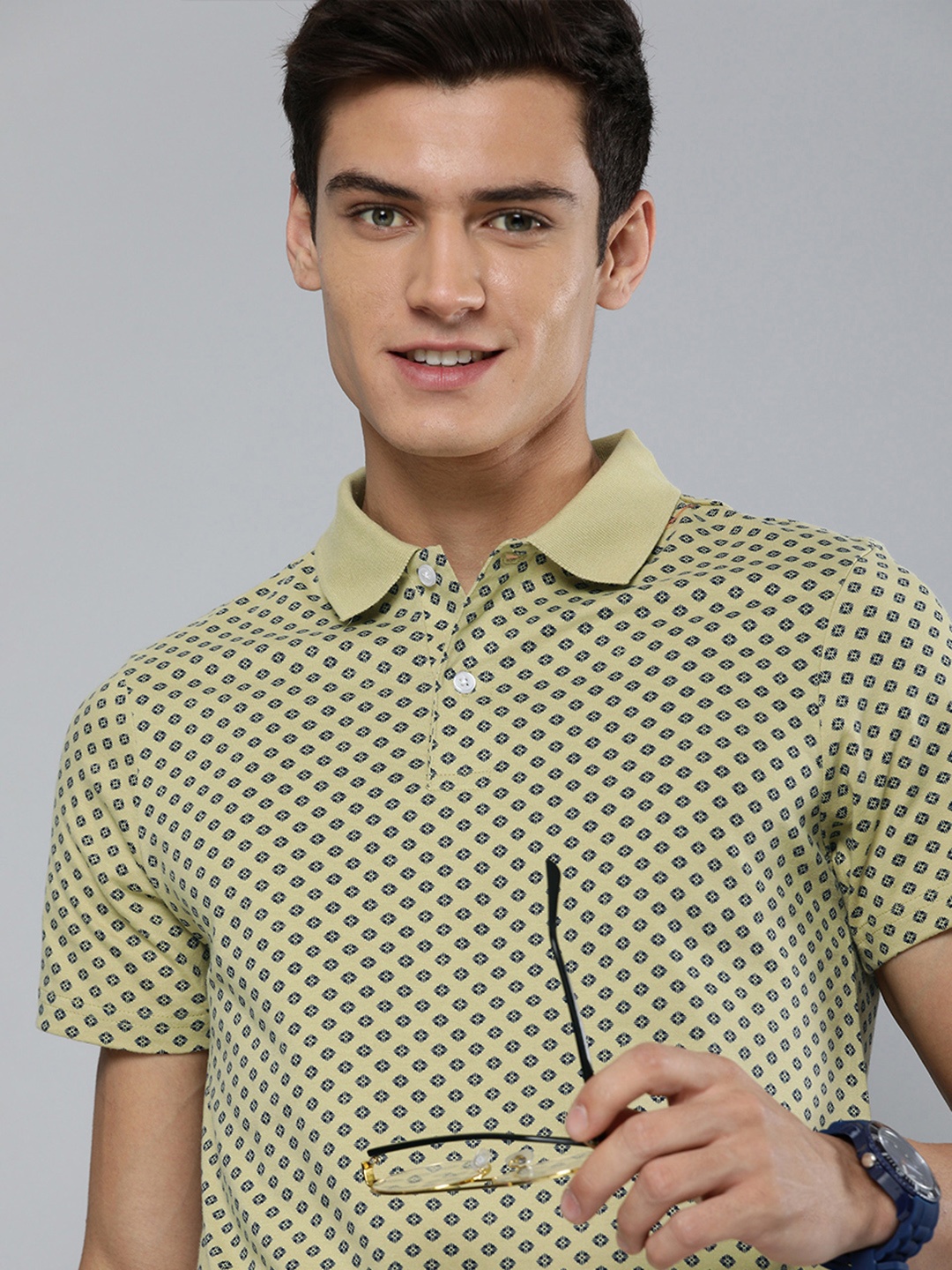 

Mast & Harbour Men Green & Navy Blue Printed Polo Collar T-shirt