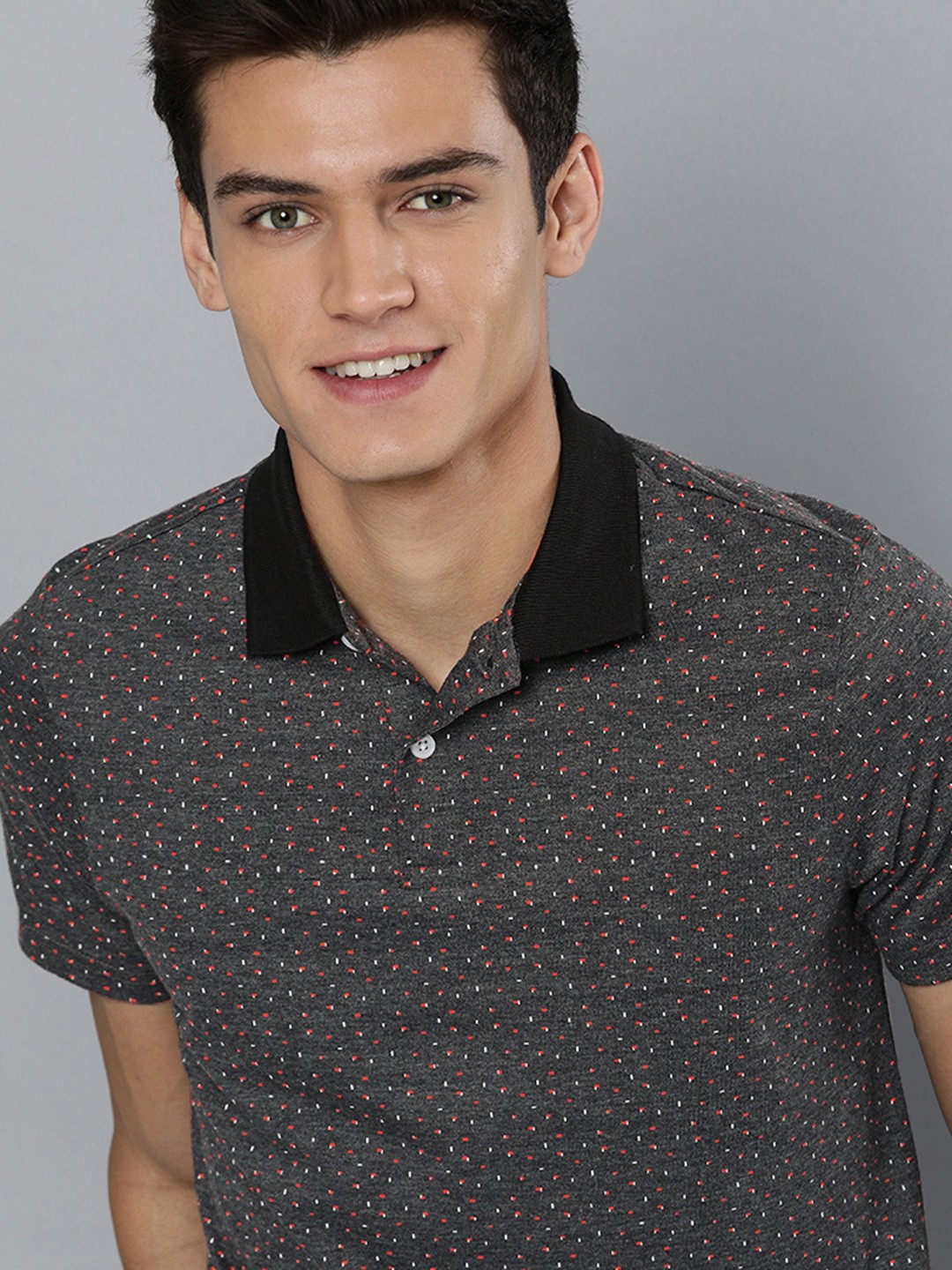 

Mast & Harbour Men Grey Printed Polo Collar Casual T-shirt