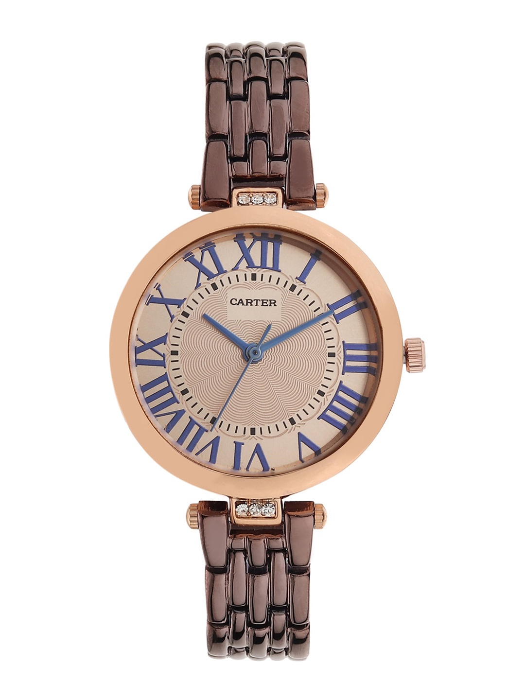 

Sandy D Carter Women Cream Embellished Dial Bracelet Style Straps Watch