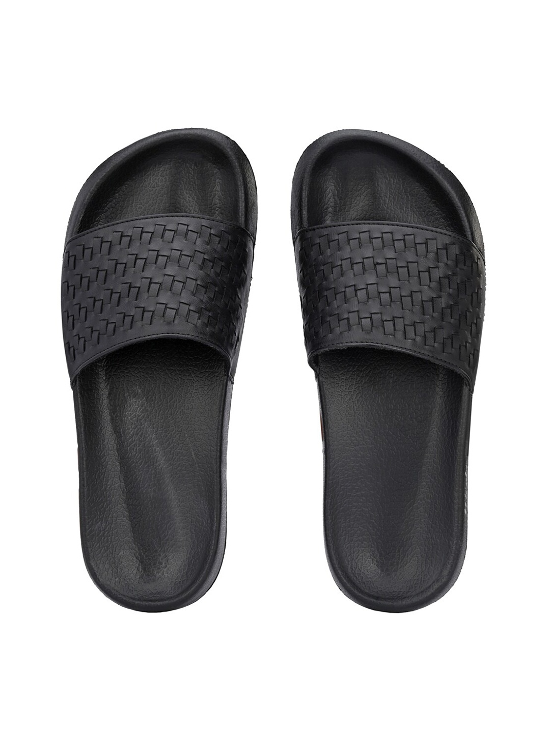 

HIROLAS Men Black Weave Patterned Sliders