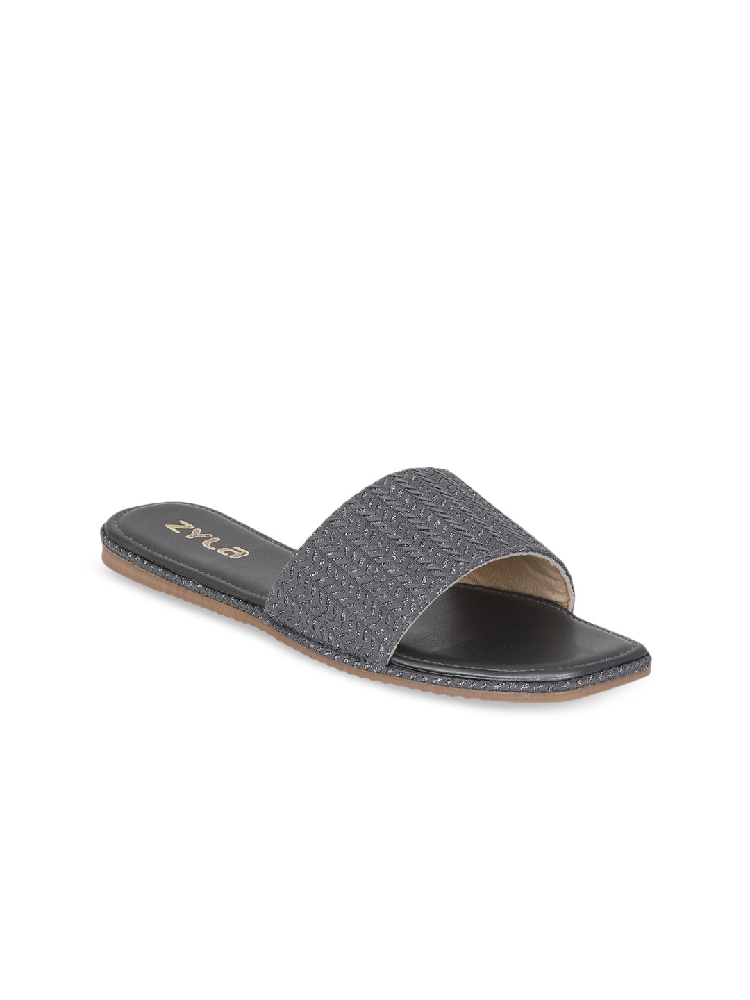 

Zyla Women Grey Embellished Open Toe Flats