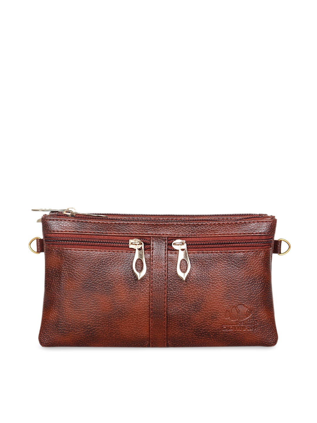 

THE CLOWNFISH Tan Leather Triple Layered Structured Sling Bag