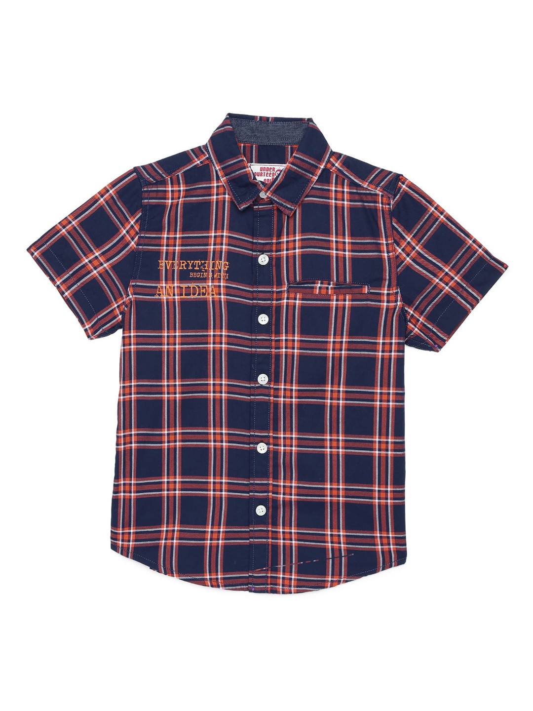 

UNDER FOURTEEN ONLY Boys Navy Blue & Red Opaque Checked Casual Shirt