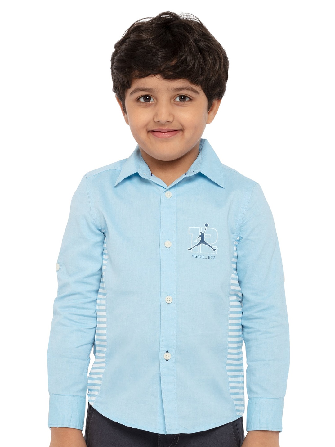 

UNDER FOURTEEN ONLY Boys Blue Opaque Casual Shirt