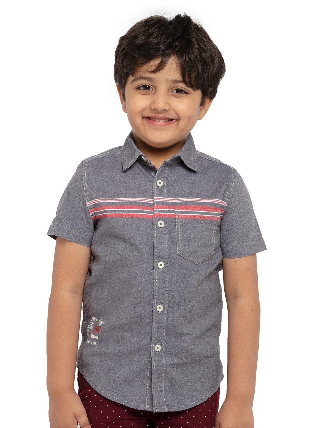 

UNDER FOURTEEN ONLY Boys Grey Striped Casual Shirt