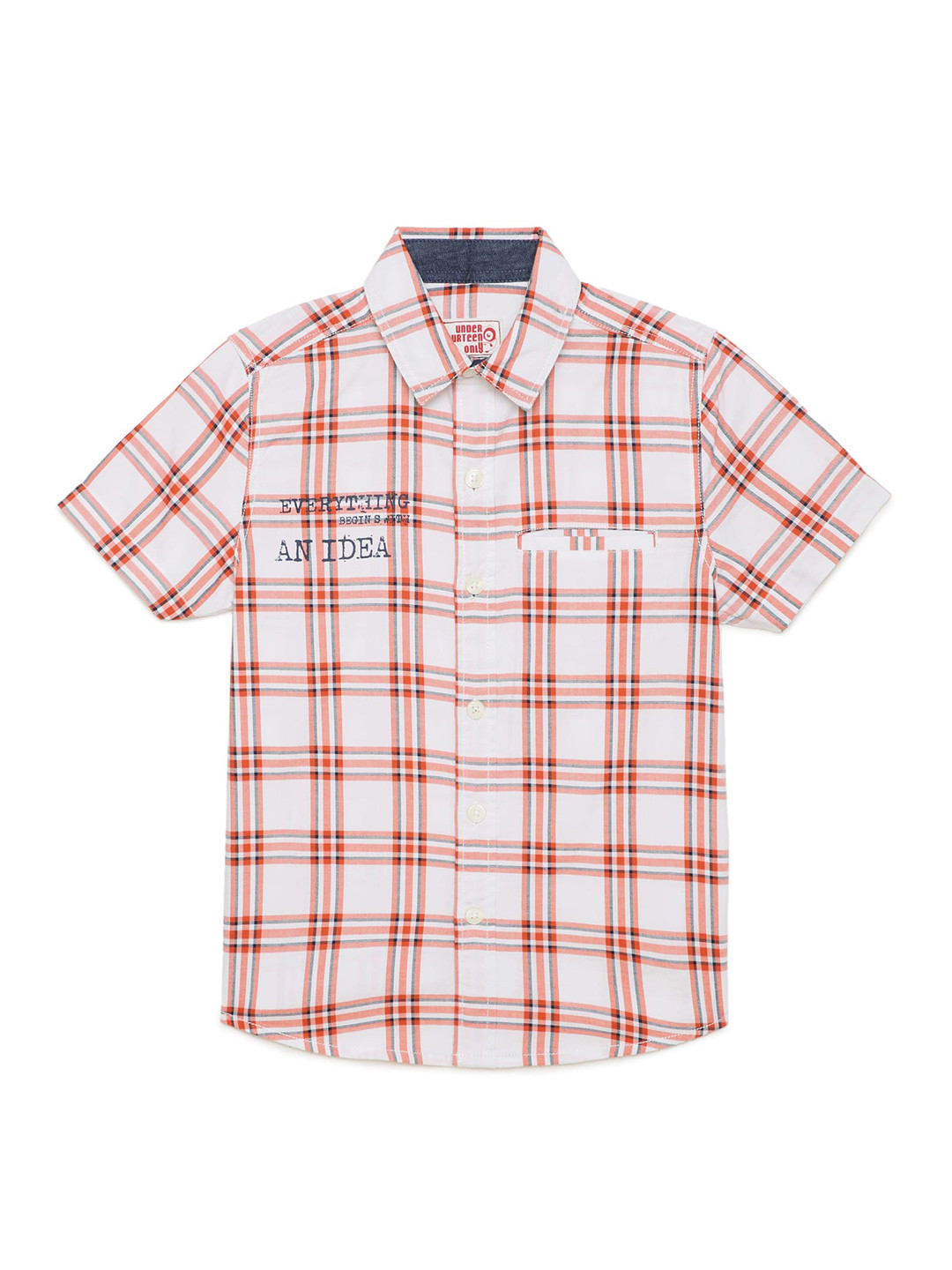 

UNDER FOURTEEN ONLY Boys White Opaque Checked Casual Shirt