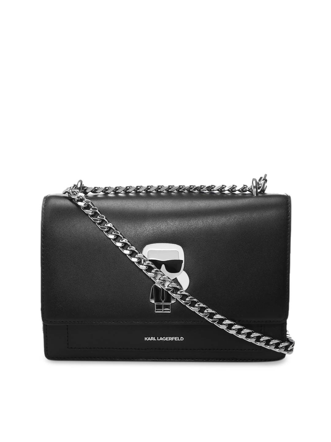 

Karl Lagerfeld Black Brand Logo Printed Structured Sling Bag