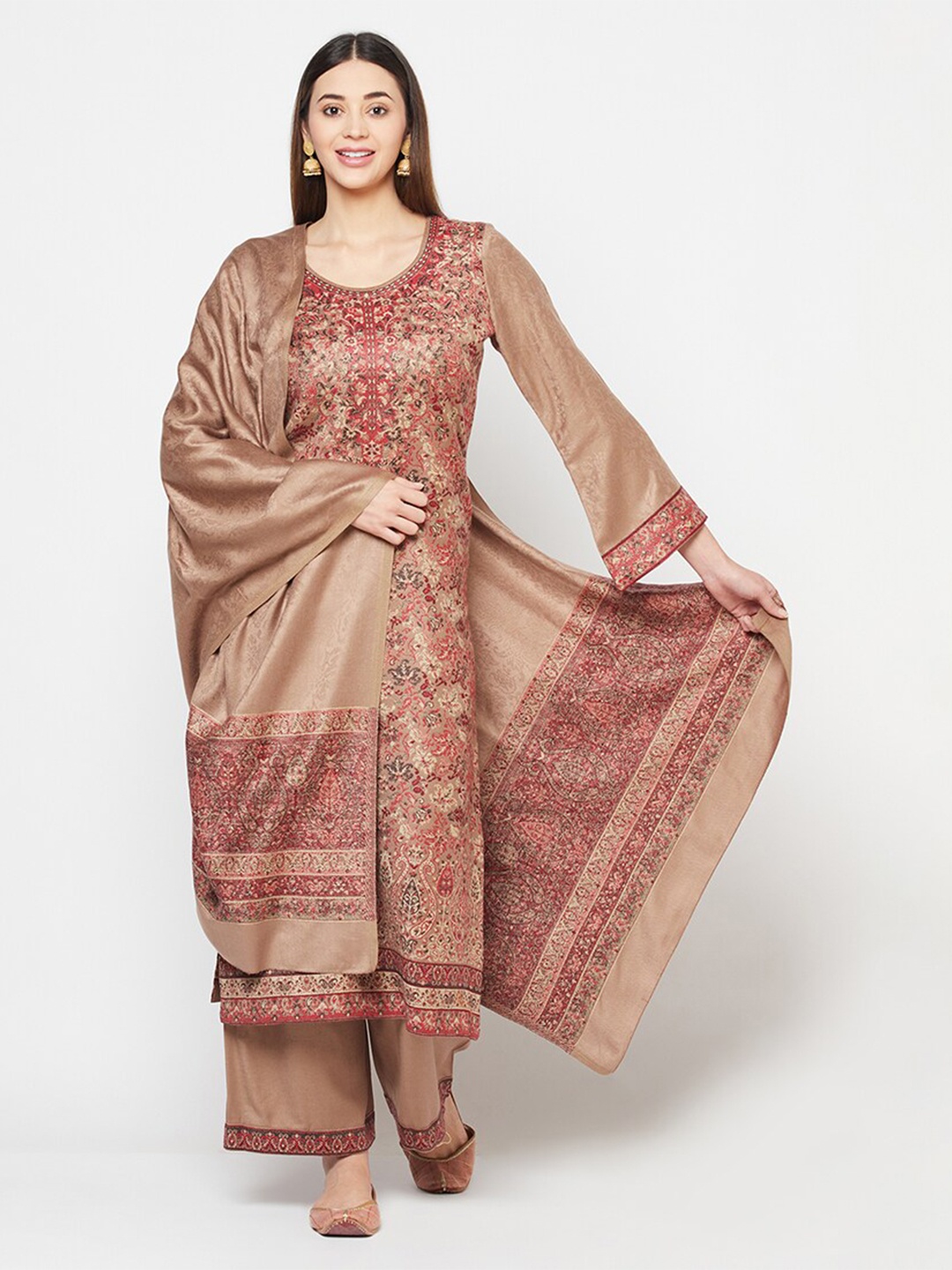 

Safaa Women Brown Viscose Rayon Unstitched Dress Material