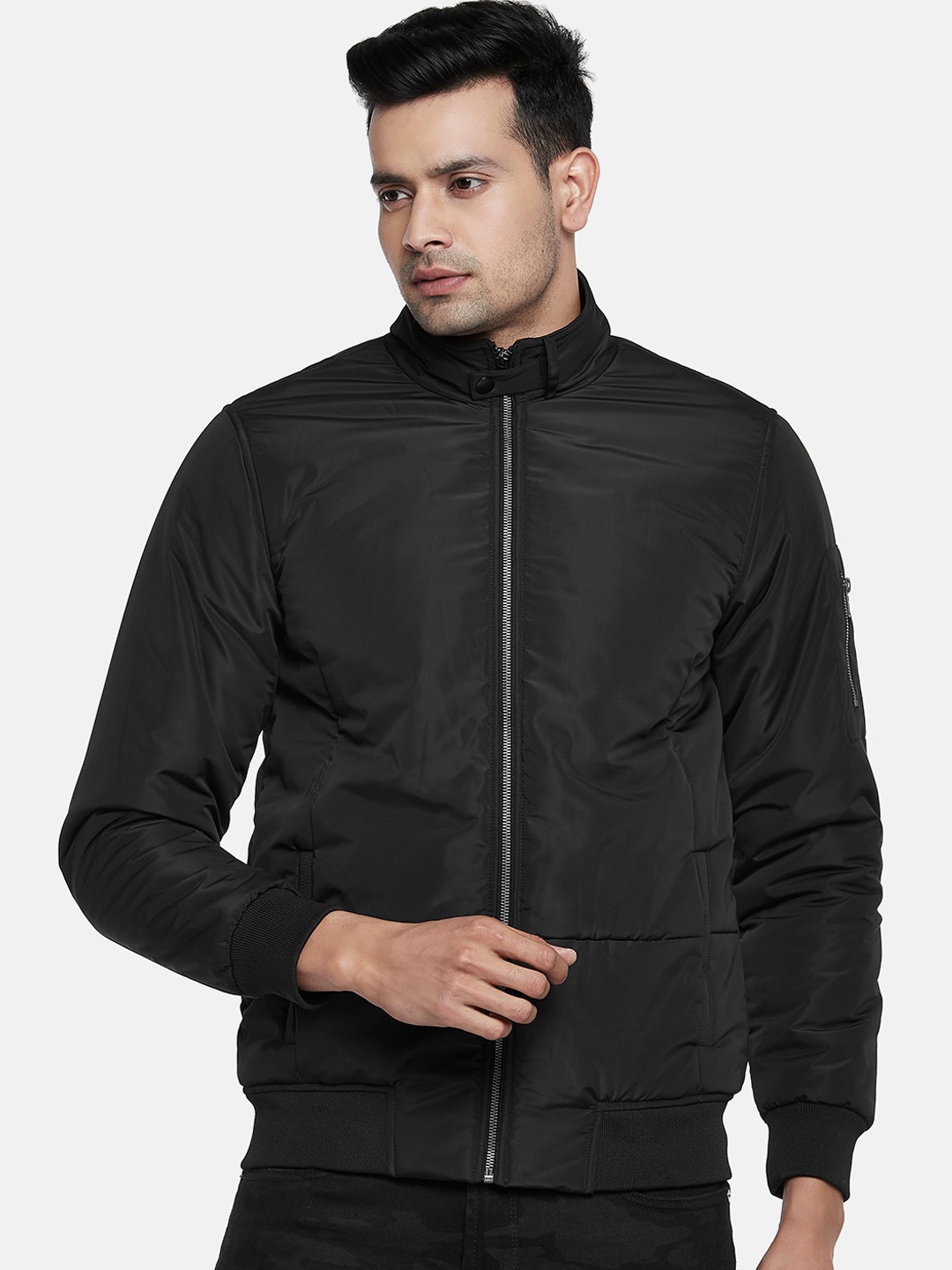 

SF JEANS by Pantaloons Men Black Camouflage Bomber Jacket