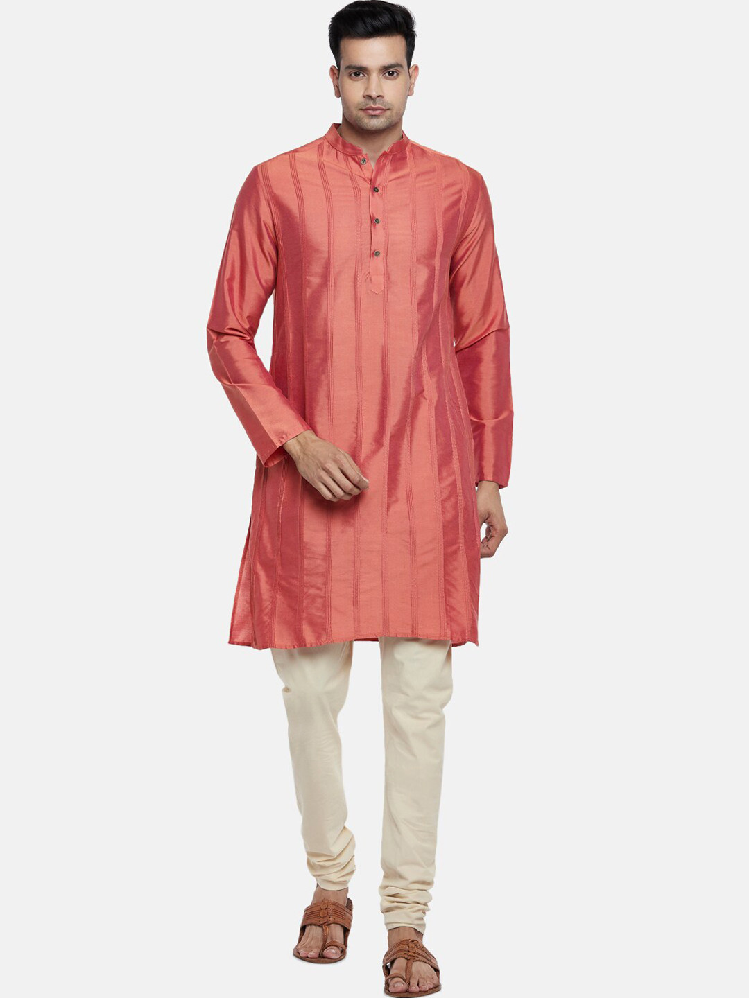 

indus route by Pantaloons Men Rust Kurta