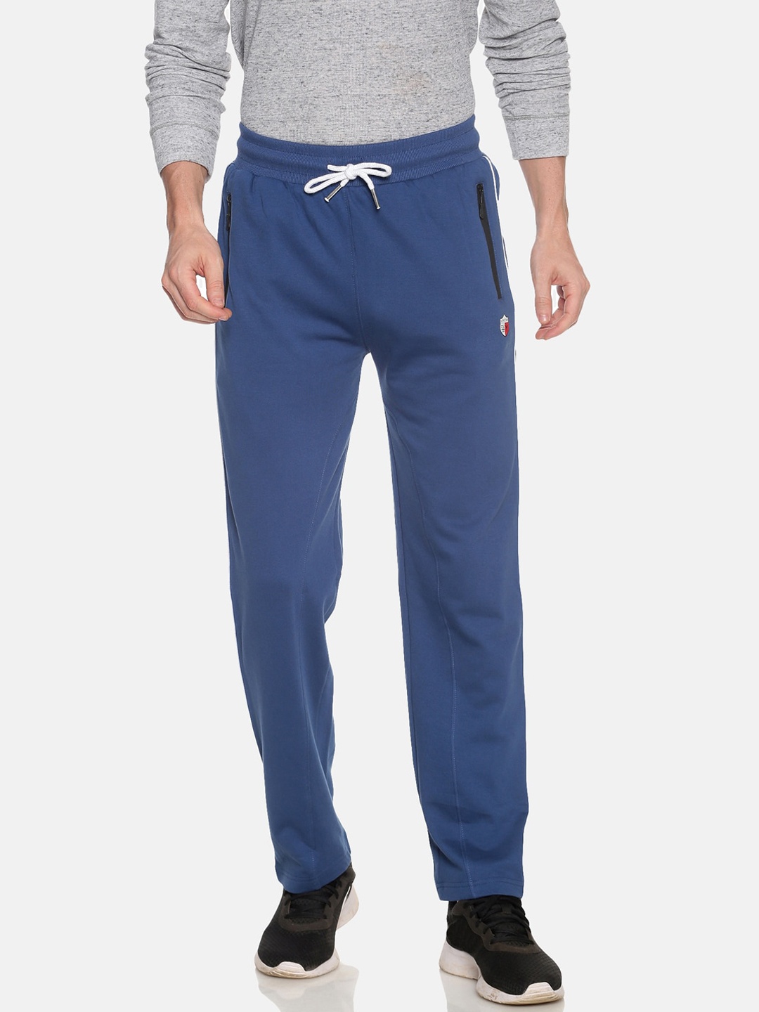 

VENITIAN Men Blue Solid Slim-Fit Cotton Track Pants