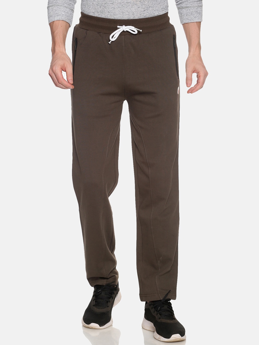 

VENITIAN Men Olive-Green Solid Slim-Fit Cotton Track Pants