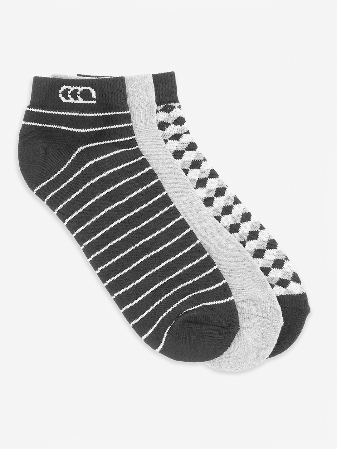 

Ajile by Pantaloons Men Grey & White Pack of 3 Patterned Ankle Length Socks