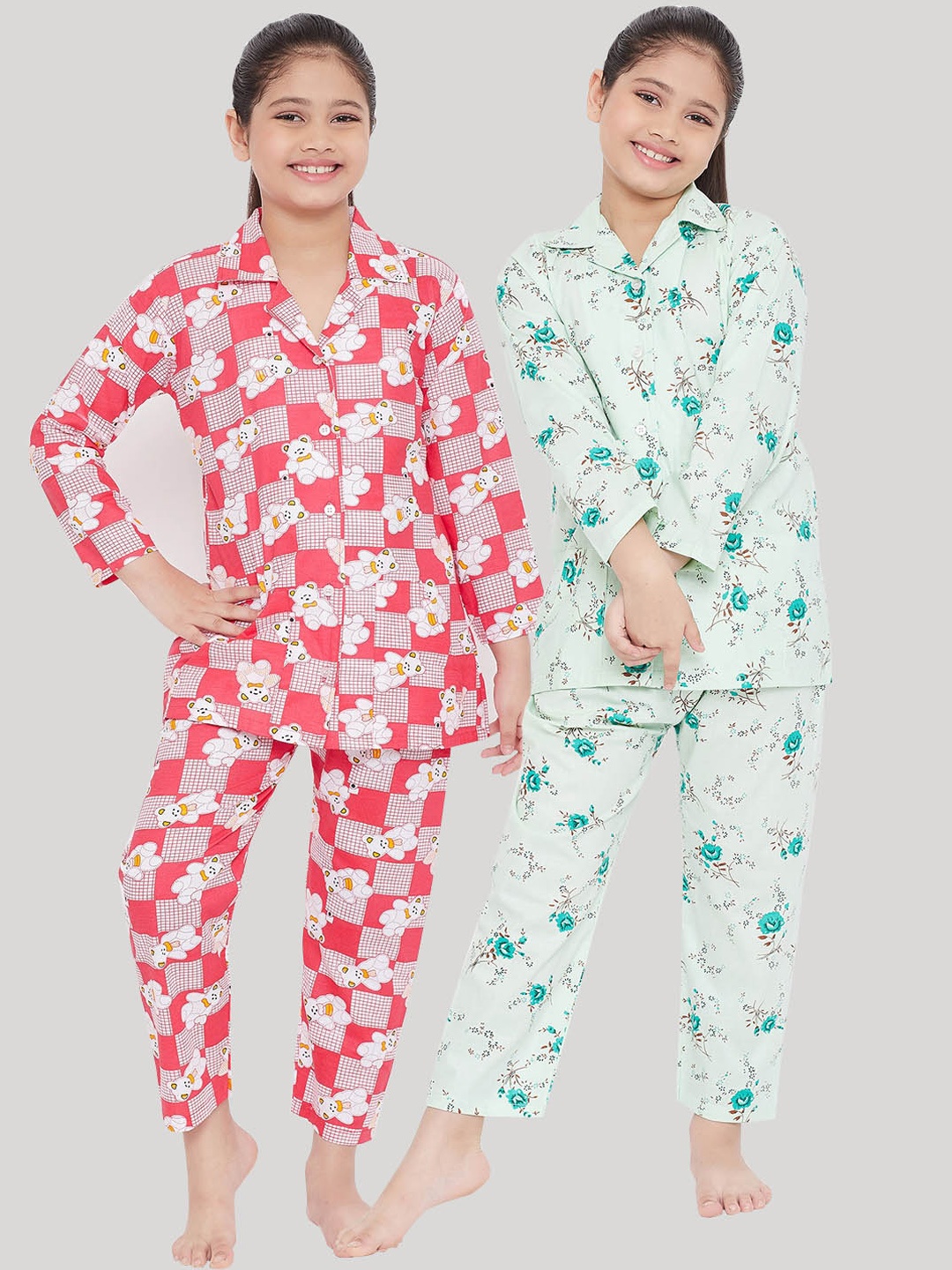 

KYDZI Girls Multi Printed Night suit (Pack of 2)